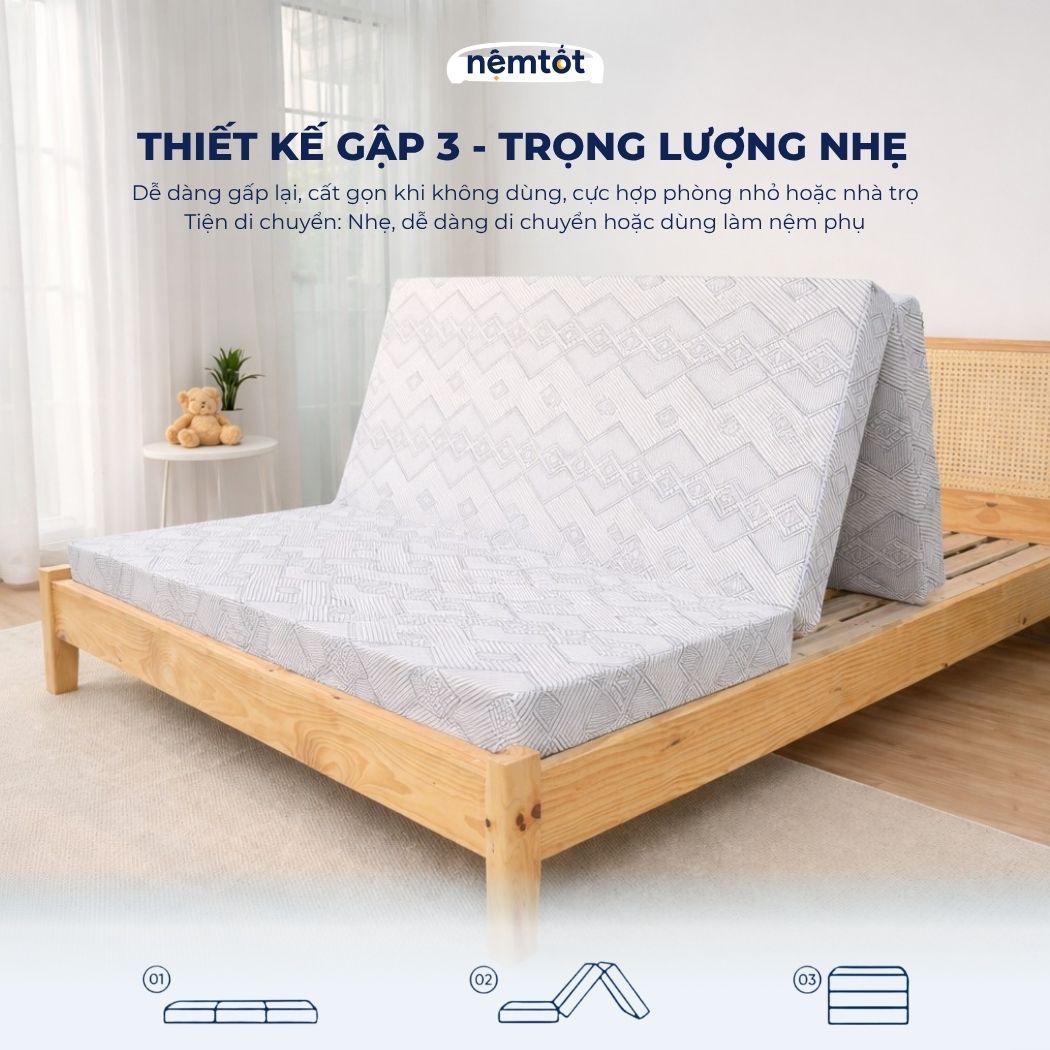 đệm foam homefold 3 thiết kế gập 3 tiện lợi