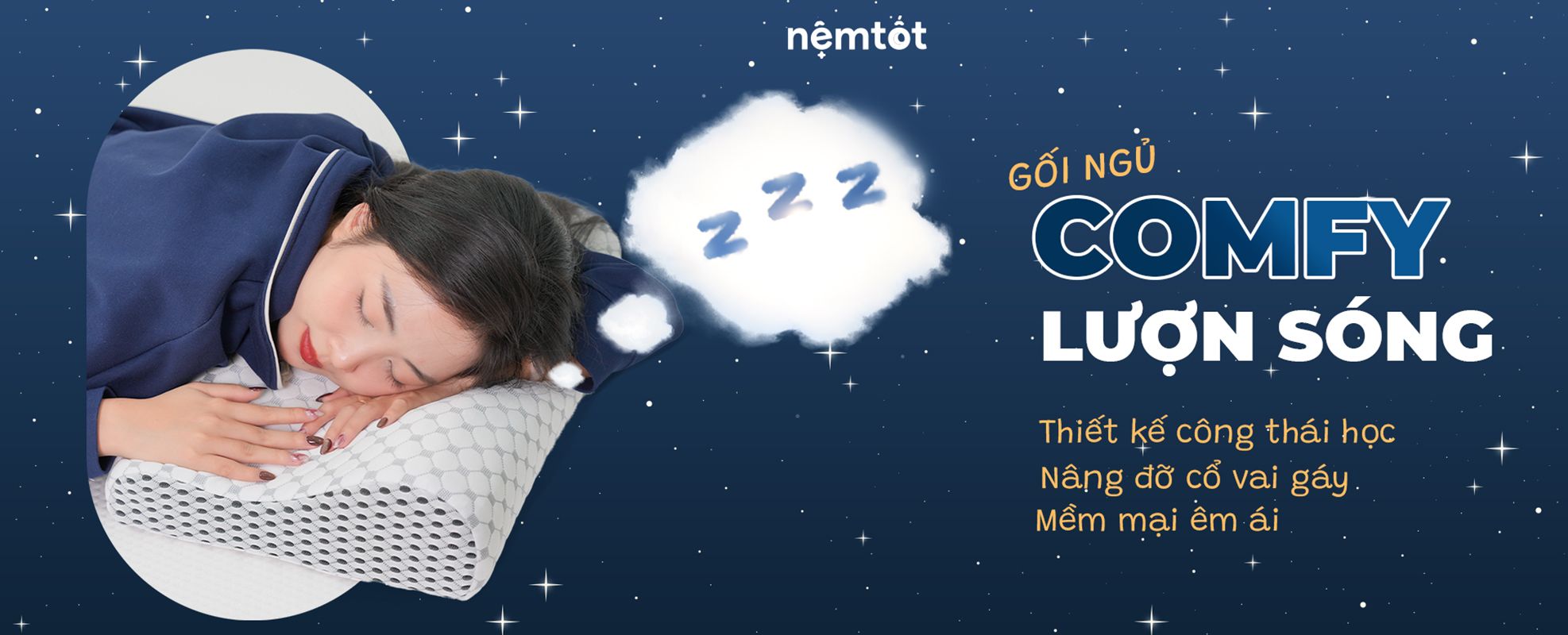 banner gối comfy nệm tốt