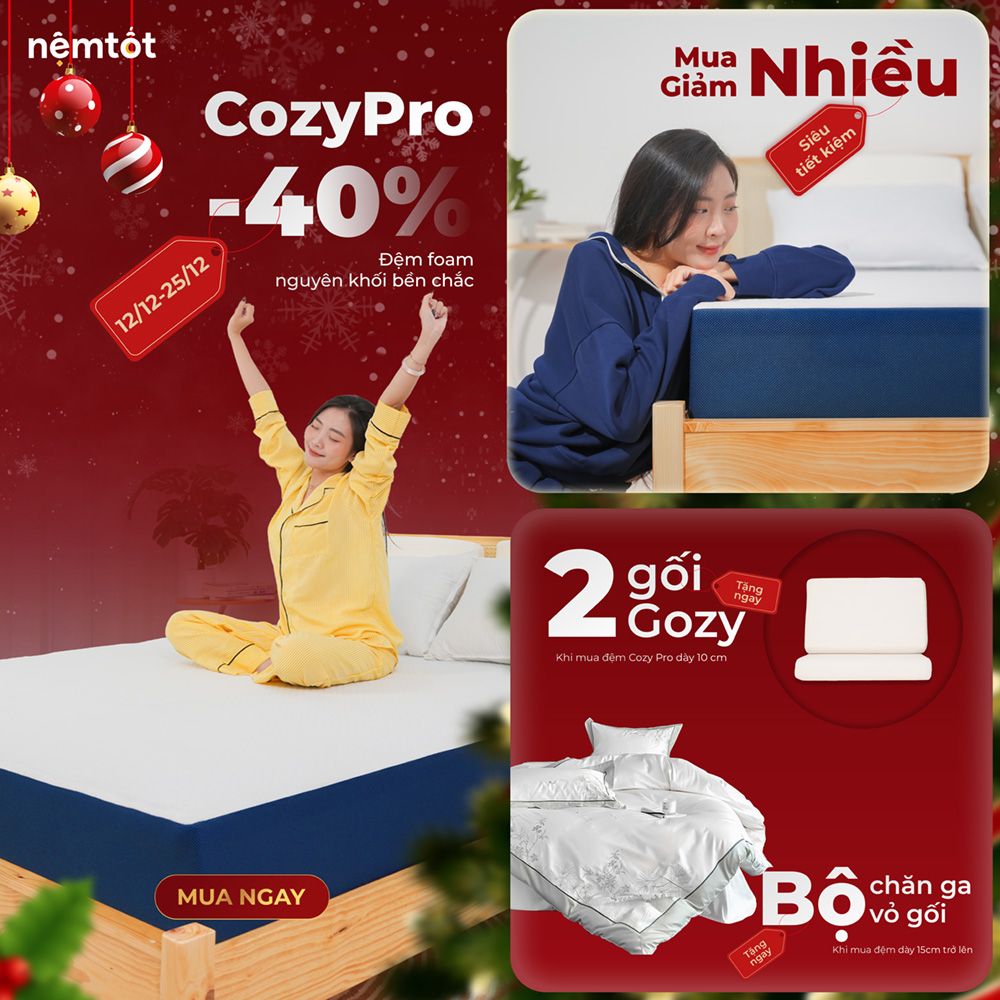 Ưu đãi giáng sinh đệm cozy Pro giảm 40%