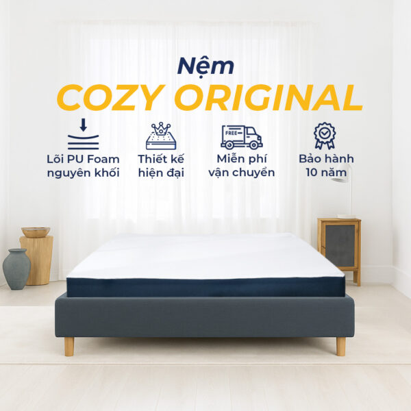 Nệm Cozy Orignial Nguyên Khối 15cm Màu Trắng Xanh Nâng Đỡ Cơ Thể