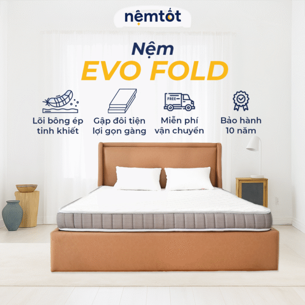 Đệm Evo Fold Gập 2 Chất Liệu Bông Ép Độ Dày 15cm