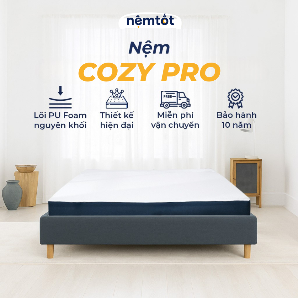 Bảng giá đệm 1mx2m mới nhất 2025 tại Nệm Tốt 6 Nệm Foam Cozy Pro Foam Nguyên khối Đệm 1mx2m