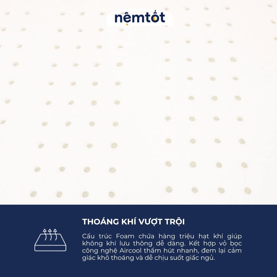 Đệm Foam Cozy Premium Foam Nguyên Khối Lớp Vỏ Cooling Mát Lạnh Thoáng Khí - CZY_DFOPE 30 Đệm Foam Cozy Premium Vỏ Cooling Mát Lạnh CZY_DFOPE