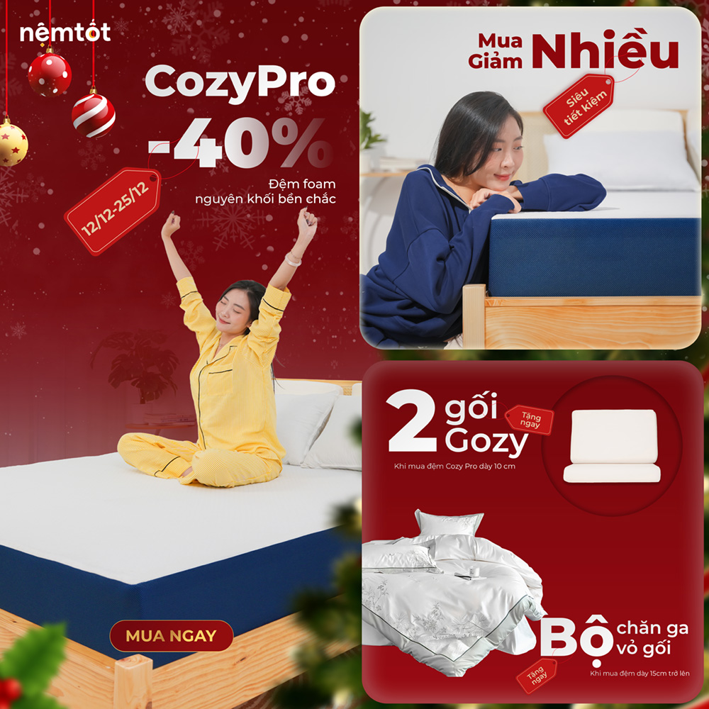 ưu đãi giáng sinh đệm cozy pro giảm 40%