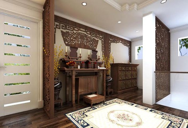 Cách đặt giường ngủ sau phòng thờ