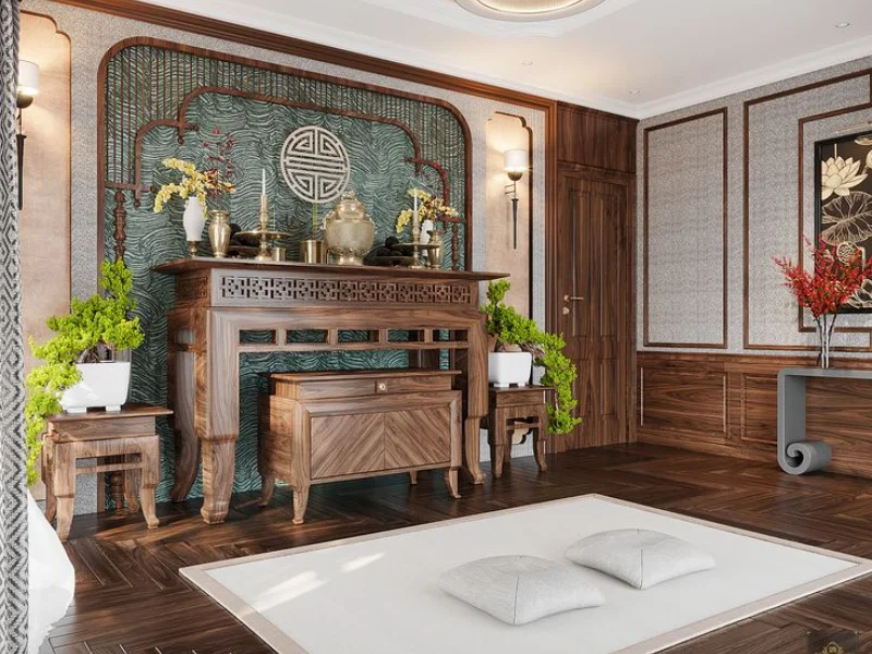 Cách đặt giường ngủ sau phòng thờ