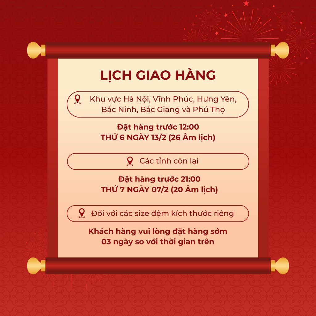 Thông báo lịch hoạt động Tết Bính Ngọ 2026 tại Nệm Tốt 54 Lịch tết bính ngọ 2026 nệm tốt