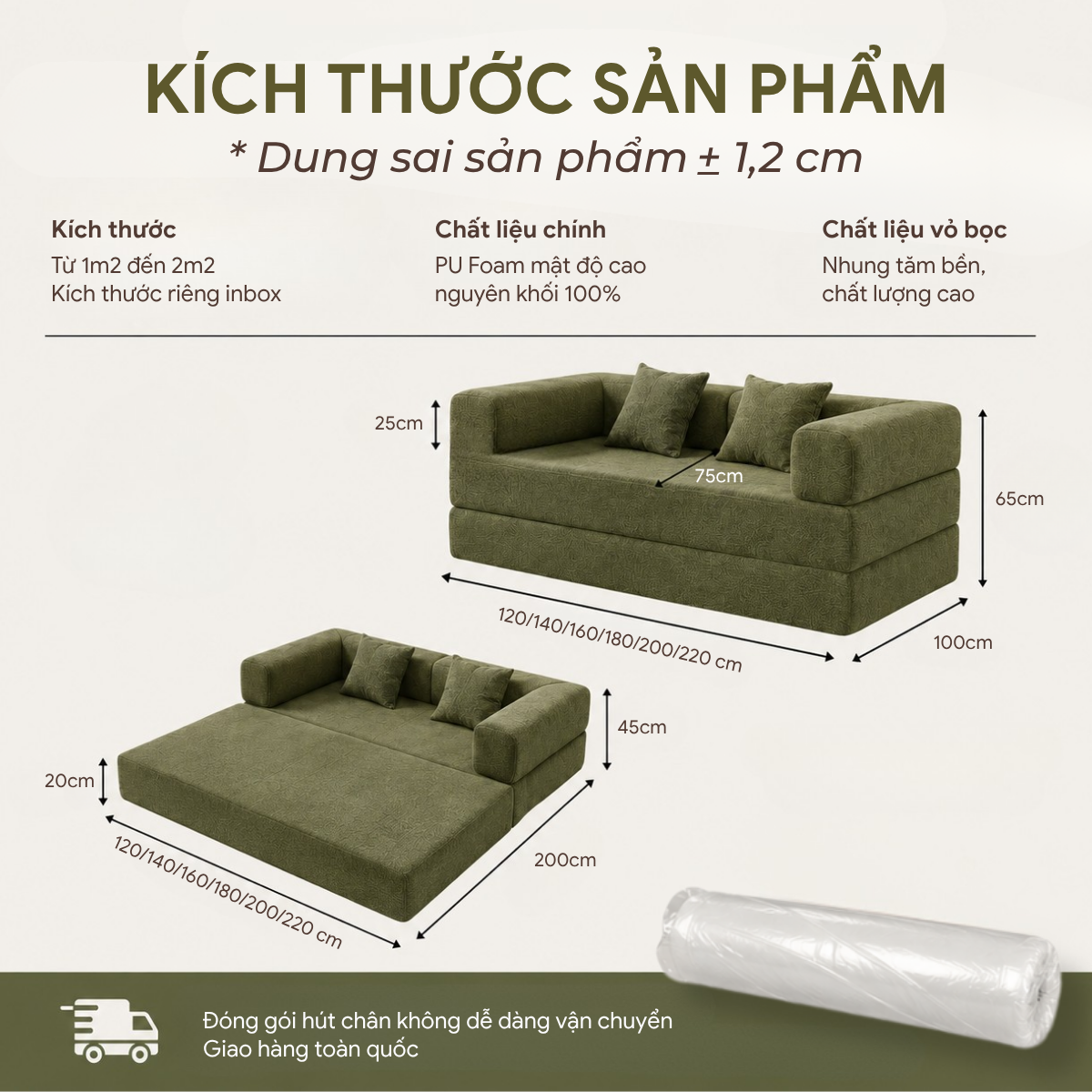 Ghế Sofa Giường Gấp Gọn Teddy Cho Phòng Khách, Phòng Ngủ Master, Chung Cư 33 Ghế sofa giường gấp gọn Teddy